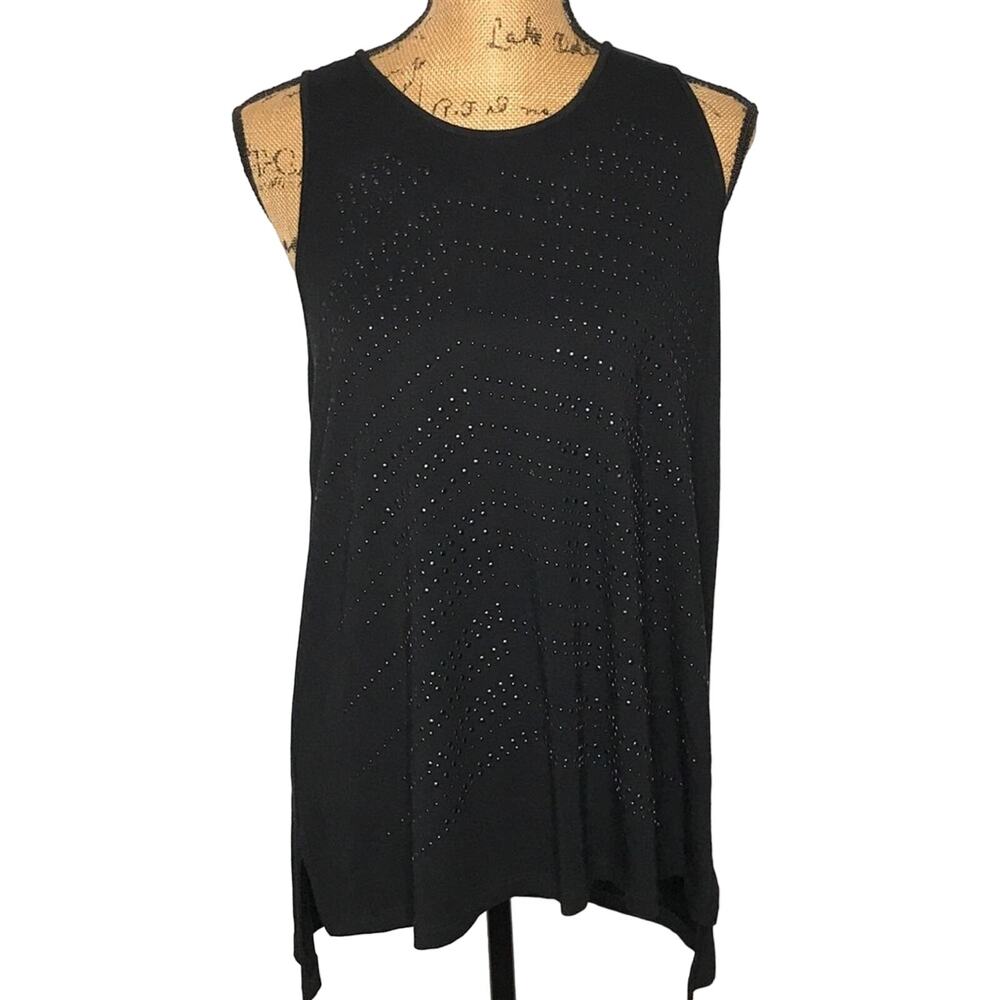 Vince Camuto Size Medium Hi-Low Tunic- Embellished Metallic Dot-Sleeveless